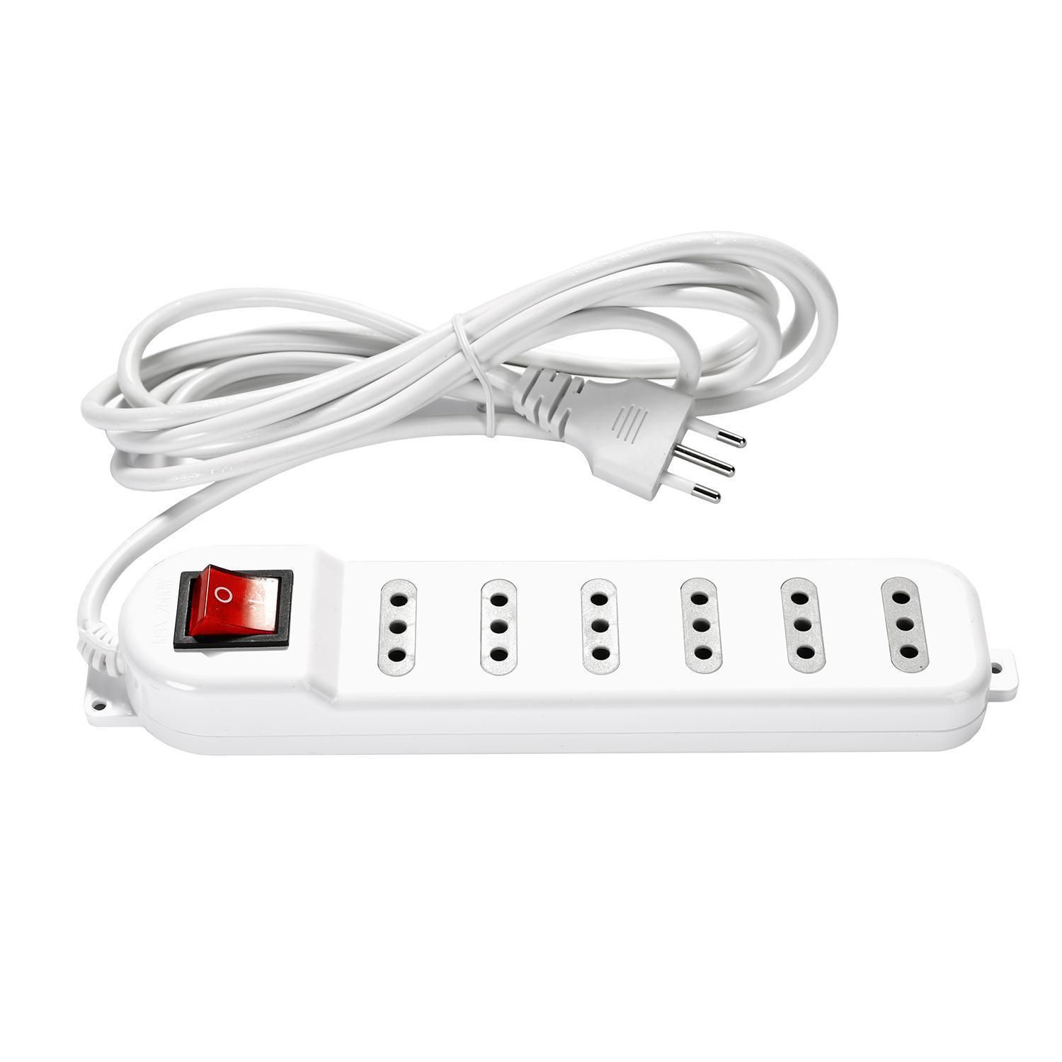 Cable Extensión Múltiple Enchufe Plano 4 Usb + 6 Luz Clavija Color Negro