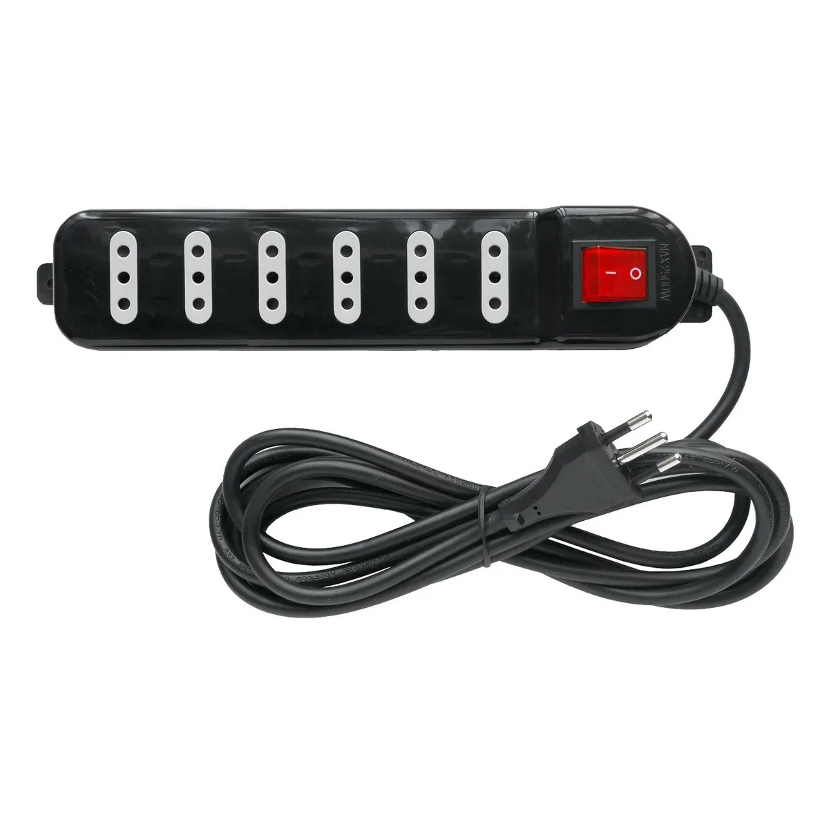 MACROTEL - Alargador Múltiple 6 Toma(s) 3 m Negro