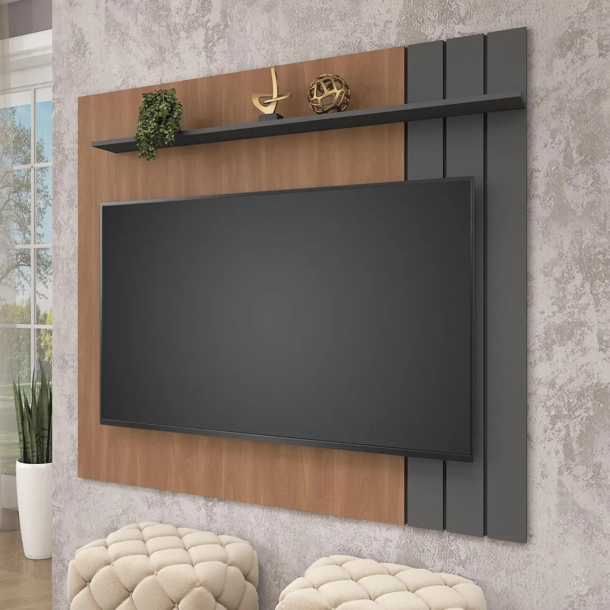 MOBILFRANK - Panel TV 65 " P660GR Grafito 153x136x15 cm