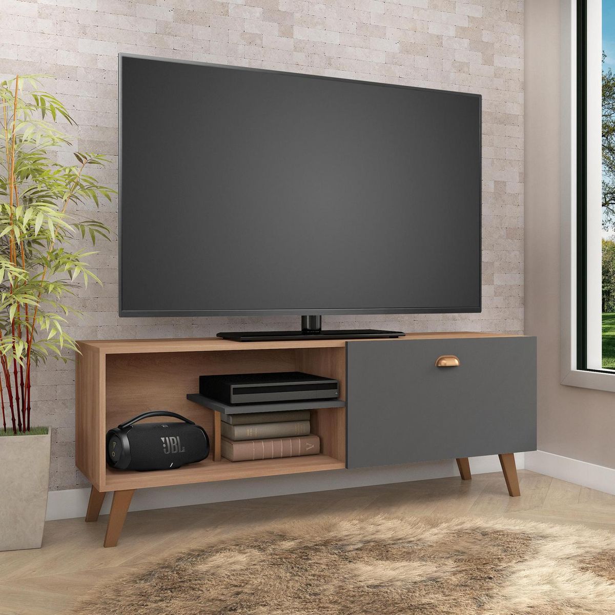 MOBILFRANK - Rack TV 60 " R136GR Grafito 136x55x36 cm