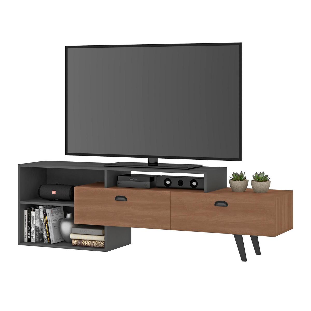 MOBILFRANK - Rack TV 60 " R760GR Grafito 180x57x36 cm