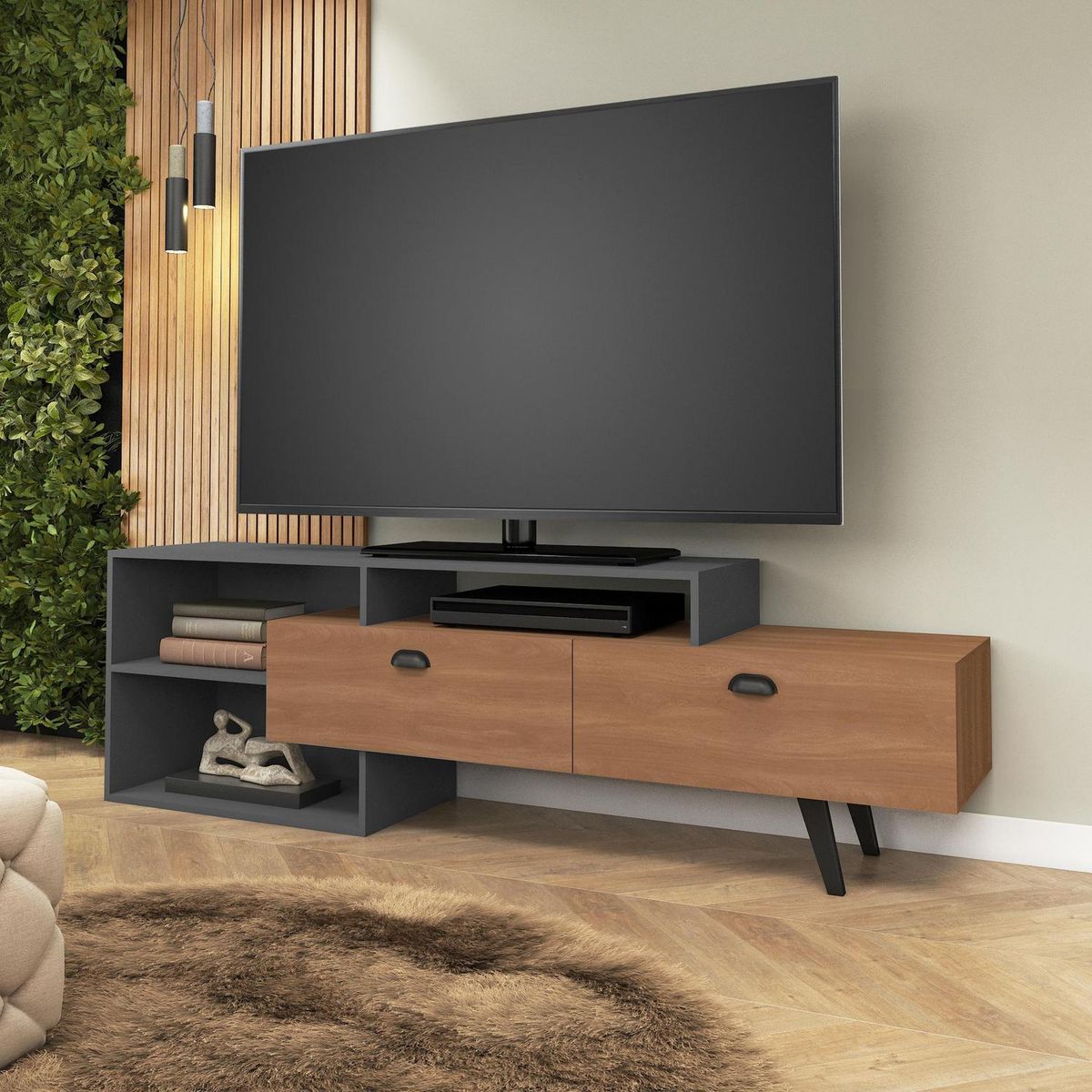 MOBILFRANK - Rack TV 60 " R760GR Grafito 180x57x36 cm