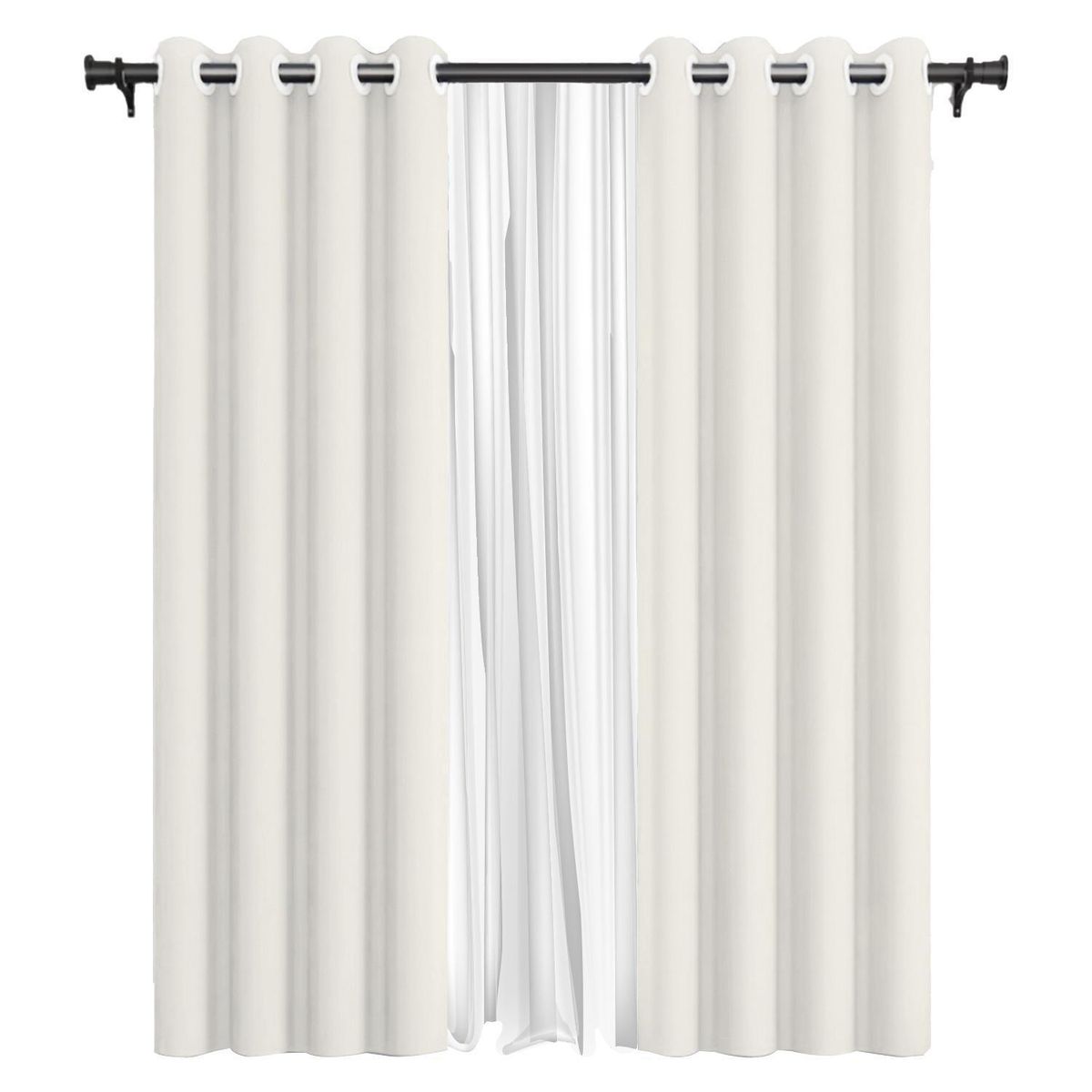 VINCENZI - Pack 2 Paños Cortina Tela Blackout + Velo