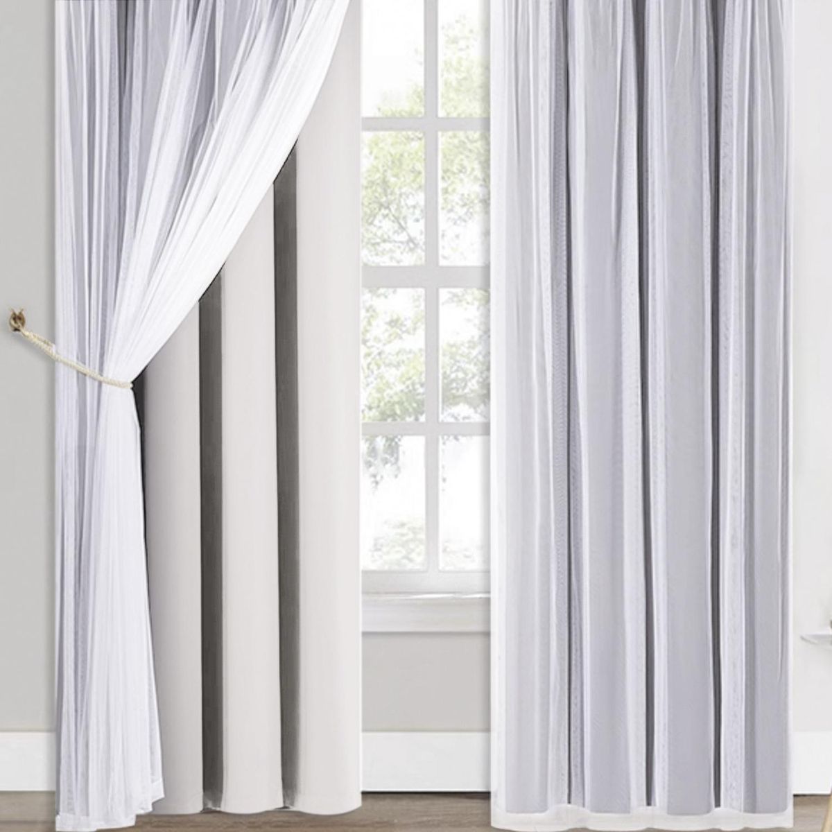 VINCENZI - Pack 2 Paños Cortina Tela Blackout + Velo