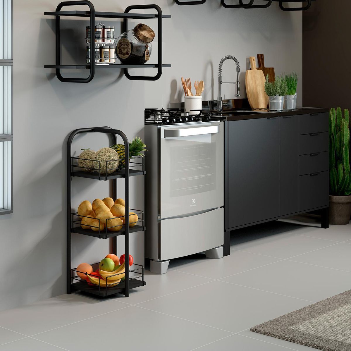 HOGA - Estante Connect Metal 3 Nivel(es) 36x83x27 cm Negro