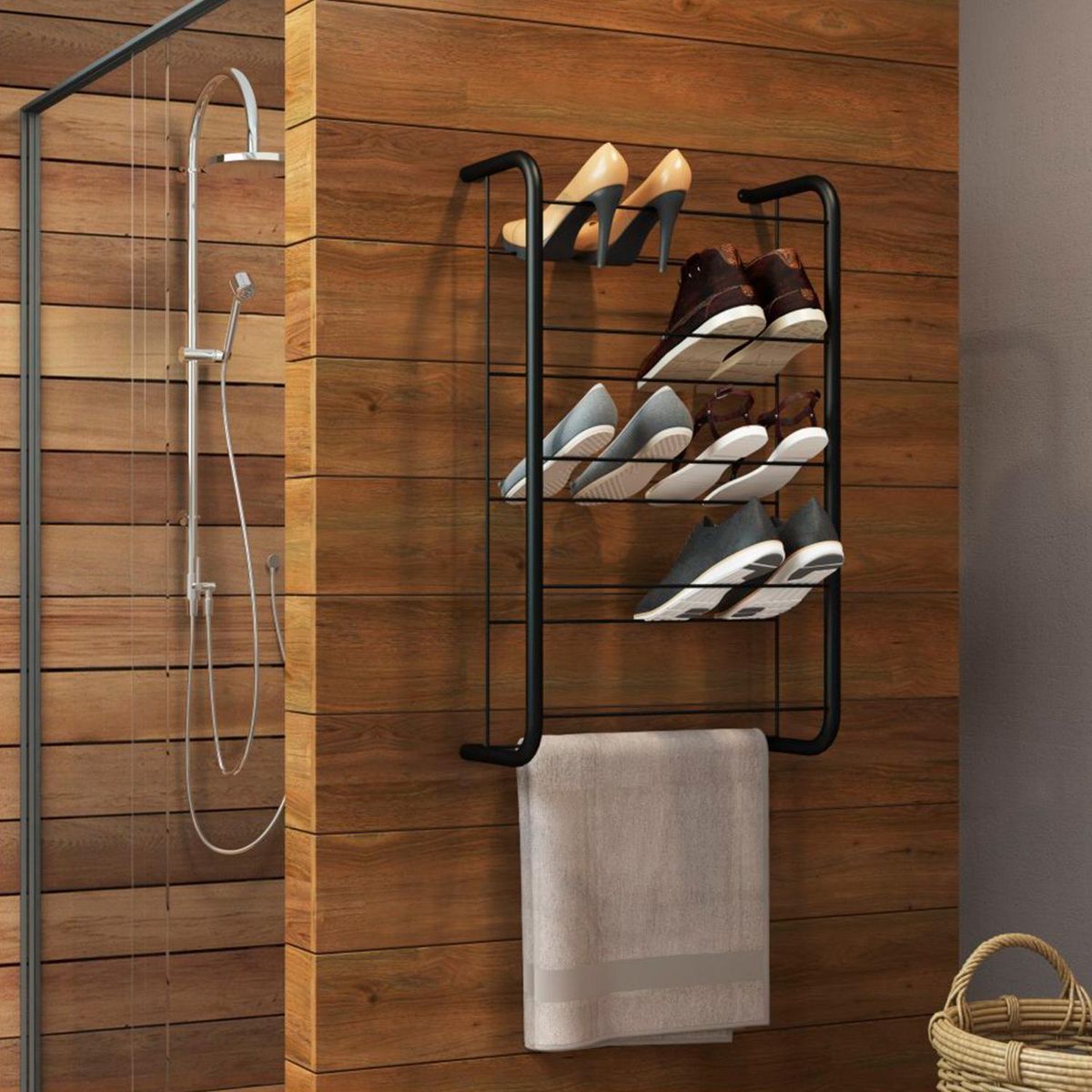 HOGA - Zapatera Connect Metal 4 Nivel(es) 50x81x19 cm Negro