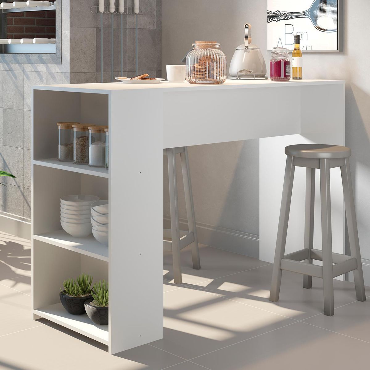 HOGA - Mesa de comedor Roma Blanco 136x93x50 cm