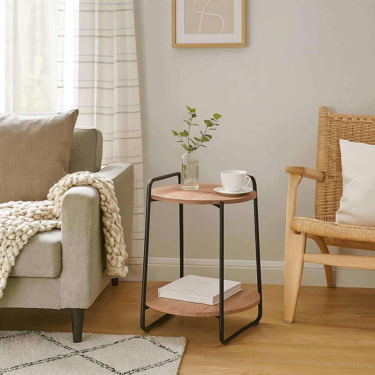 HOGA - Mesa de apoyo Milan Castaño 45x45x55 cm