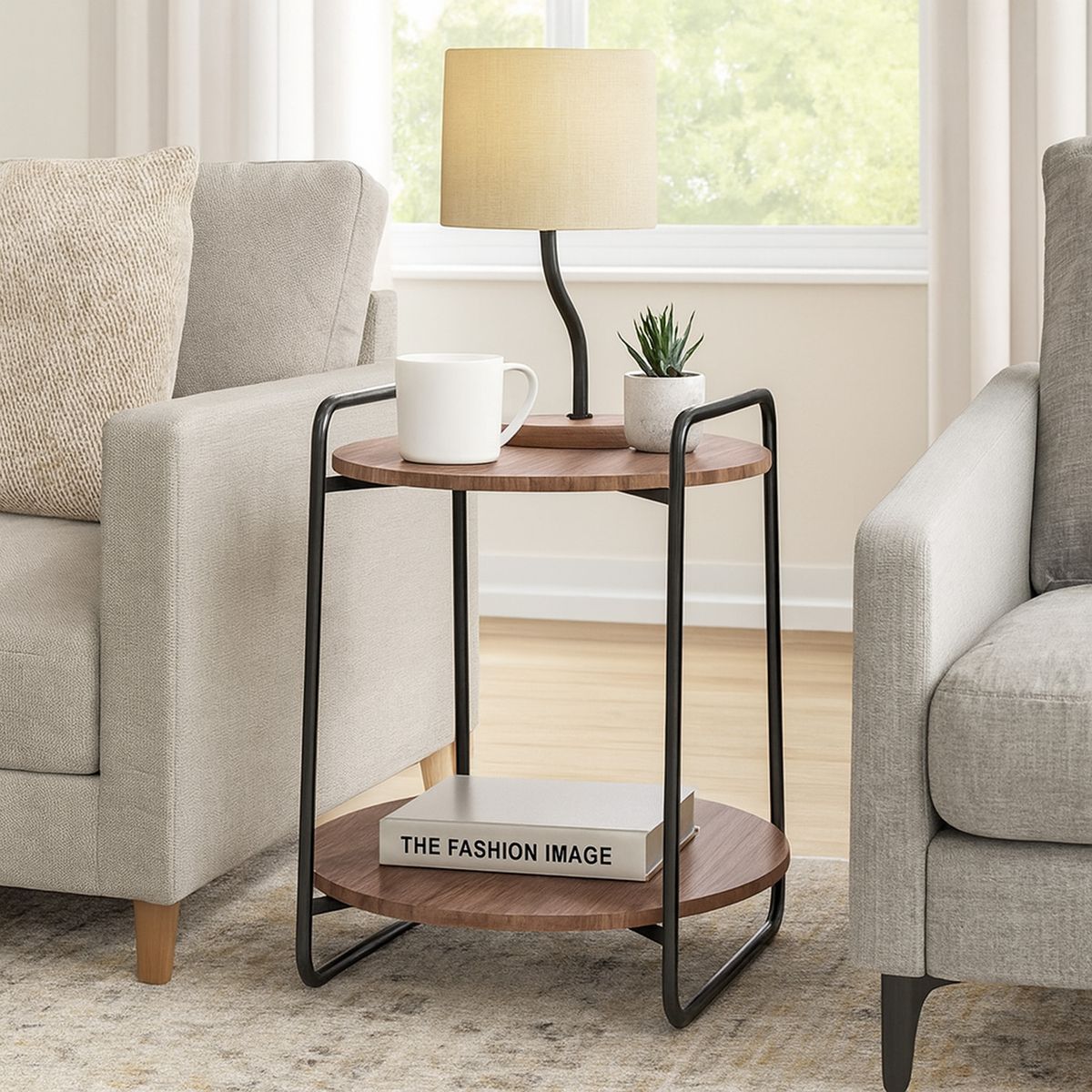 HOGA - Mesa de apoyo Milan Castaño 54x54x60 cm