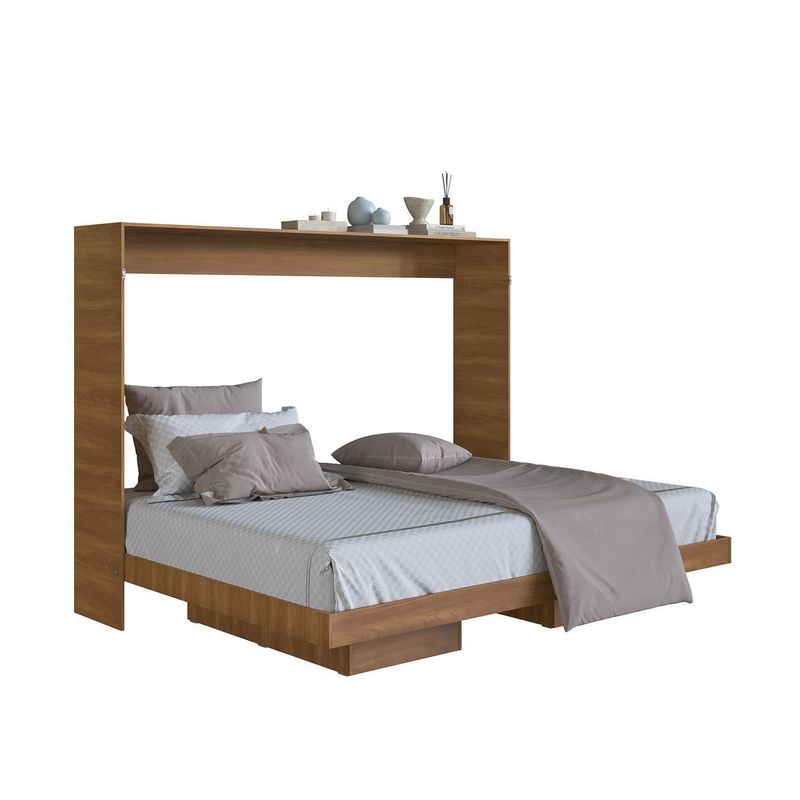 HOGA - Cama Plegable Horizontal Manhattan 2 plazas Nogal