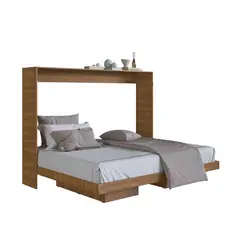 HOGA - Cama Plegable Horizontal Manhattan 2 plazas Nogal