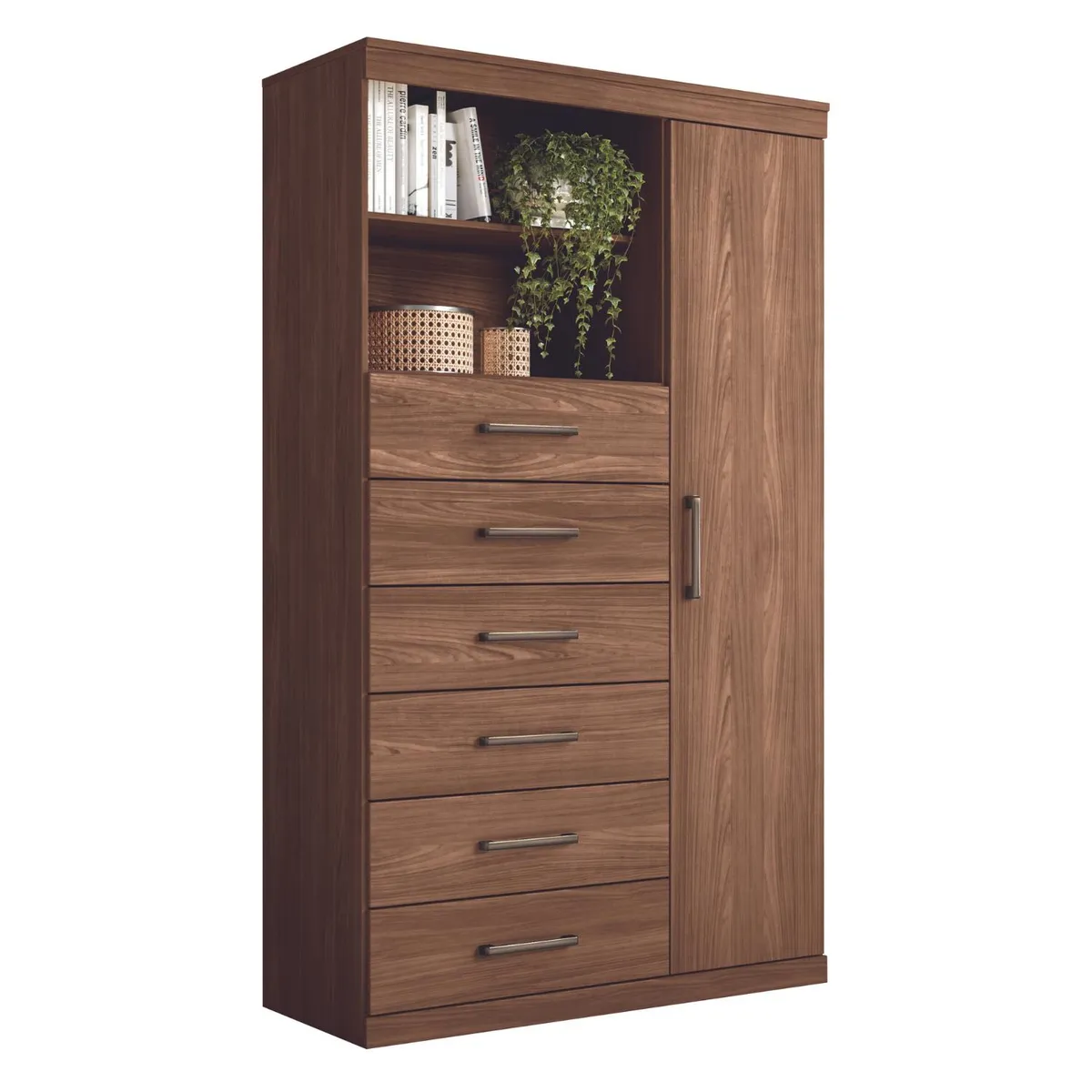 ONESSTA - Cómoda 1 Puerta 6 Cajón 96,2x163,5x40 cm Café