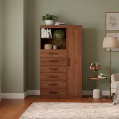 ONESSTA - Cómoda 1 Puerta 6 Cajón 96,2x163,5x40 cm Café