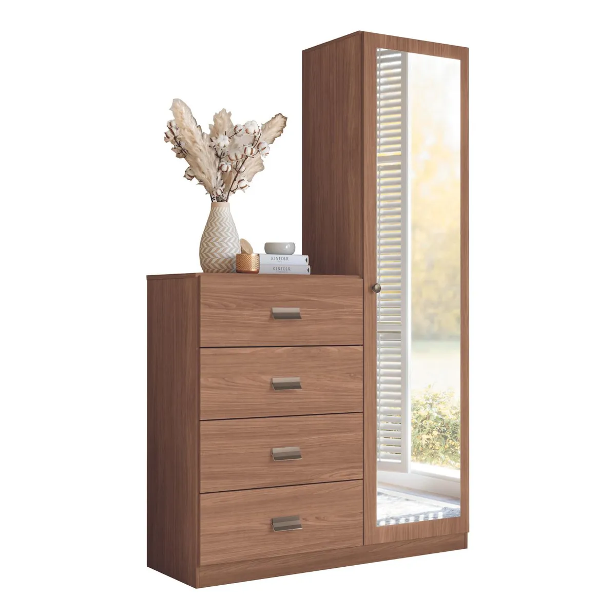 ONESSTA - Cómoda 1 Puerta 4 Cajón(es) Jatoba 106.9x180x39.5 cm Café