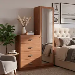 ONESSTA - Cómoda 1 Puerta 4 Cajón(es) Jatoba 106.9x180x39.5 cm Café