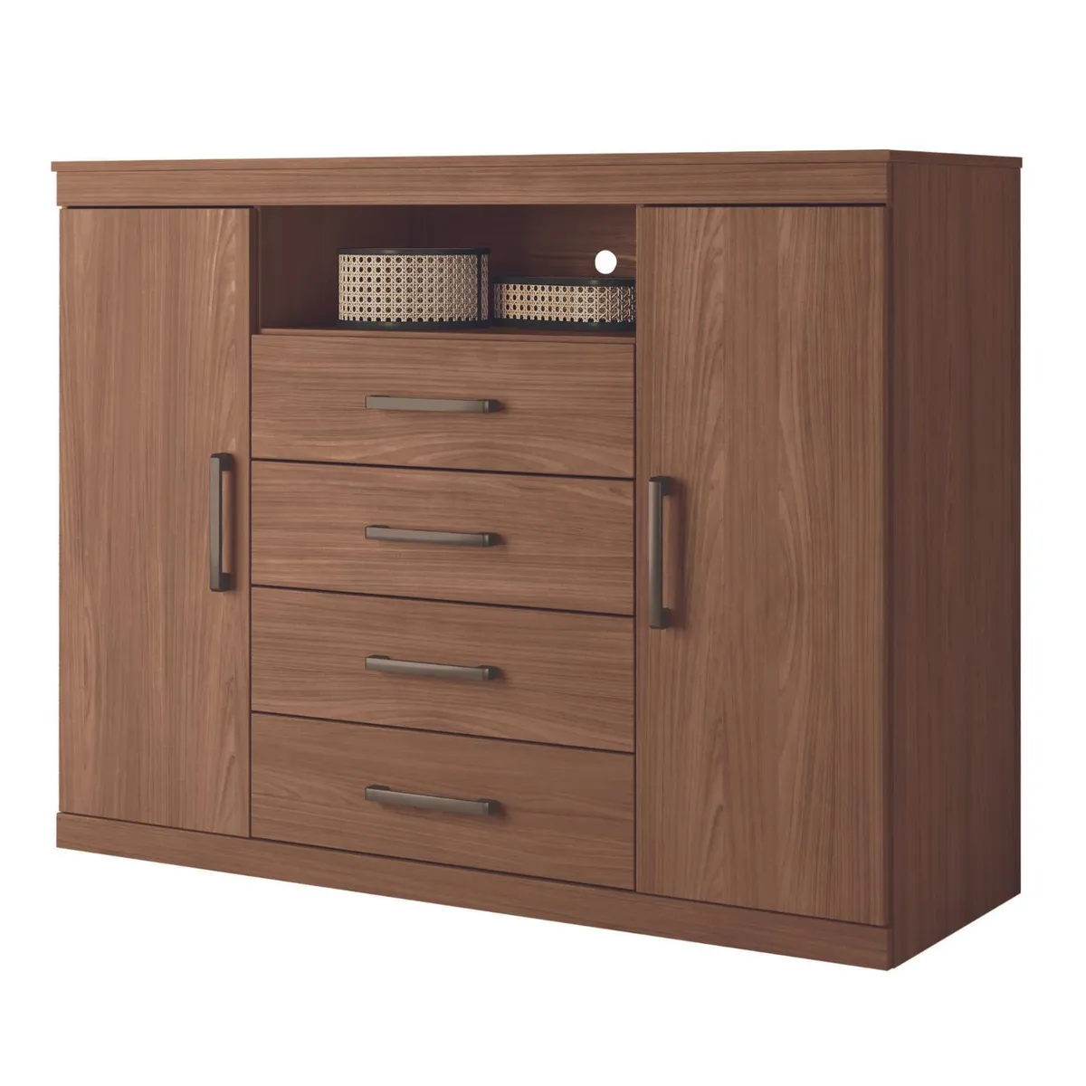 ONESSTA - Cómoda 2 Puertas 4 Cajón 129x99x46,8 cm Café