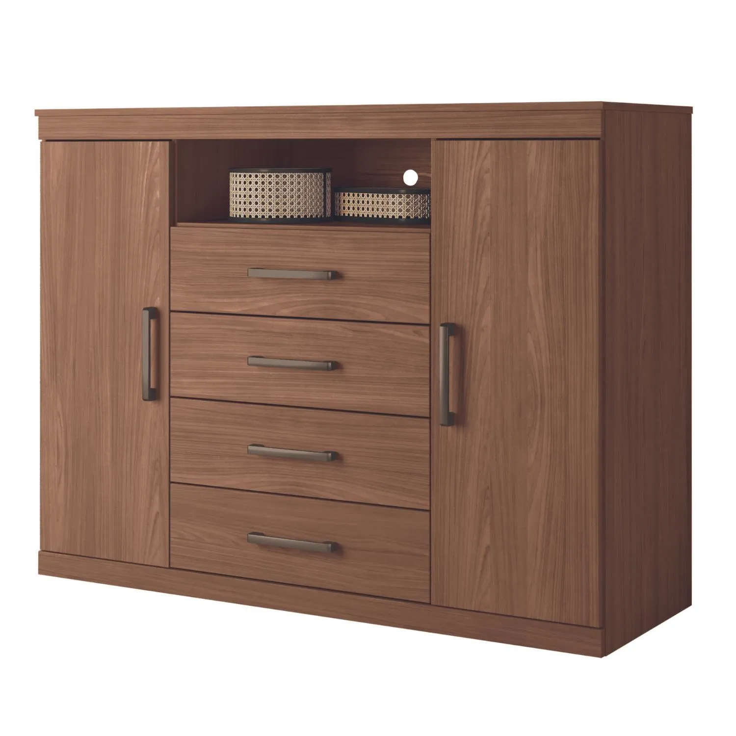 Cómoda 2 Puertas 4 Cajón 129x99x46,8 cm Café | Sodimac - Falabella