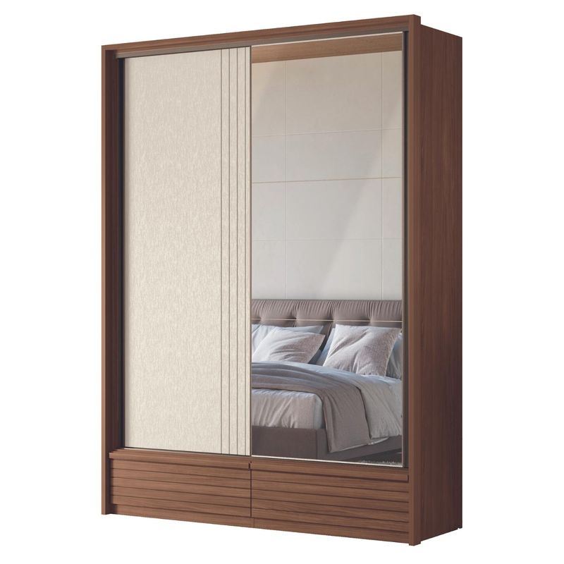 ONESSTA - Clóset Gigante con Espejo Democrata 2 Puerta(s) 2 Cajón(es) 5 Repisa(s) 170.7x237.5x61.5 cm Café/Beige