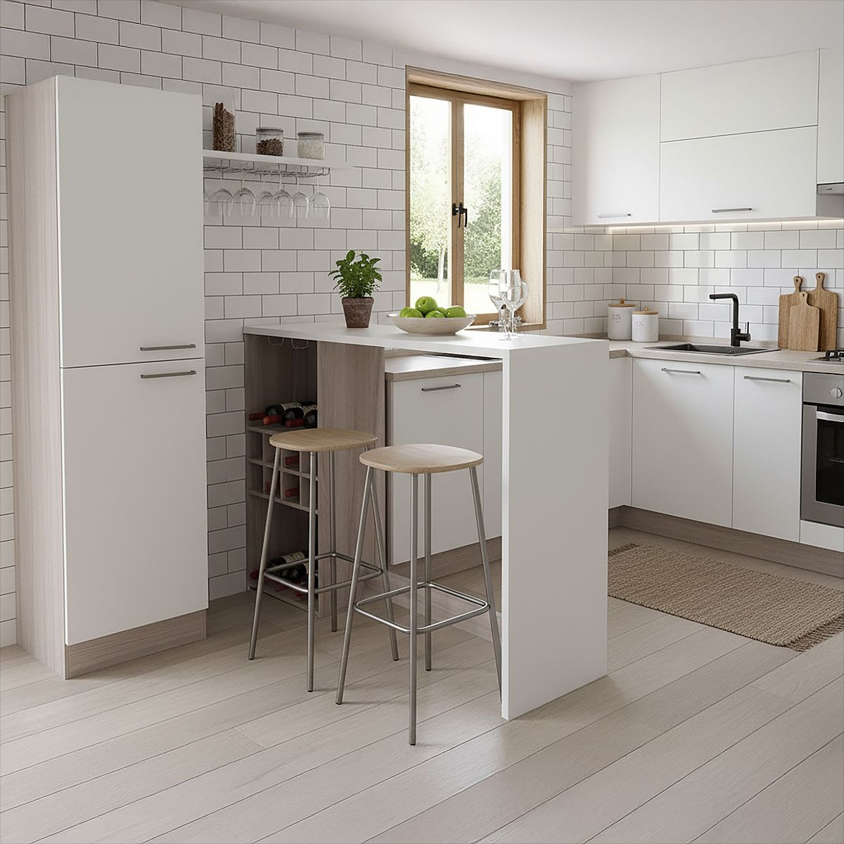 TECNOMOBILI - Mesa De Cocina Isla Carvalho Blanco