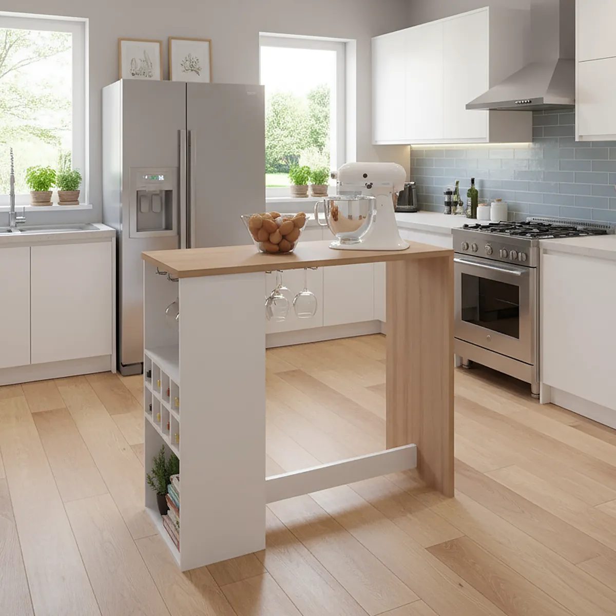 TECNOMOBILI - Mesa De Cocina Isla Blanco Almendra