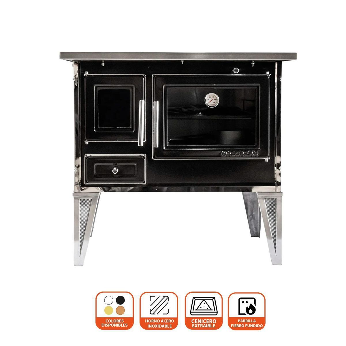 ALCAZAR - Cocina a Leña Platos Negro Cocina a Leña Calbuco L90 Negra
