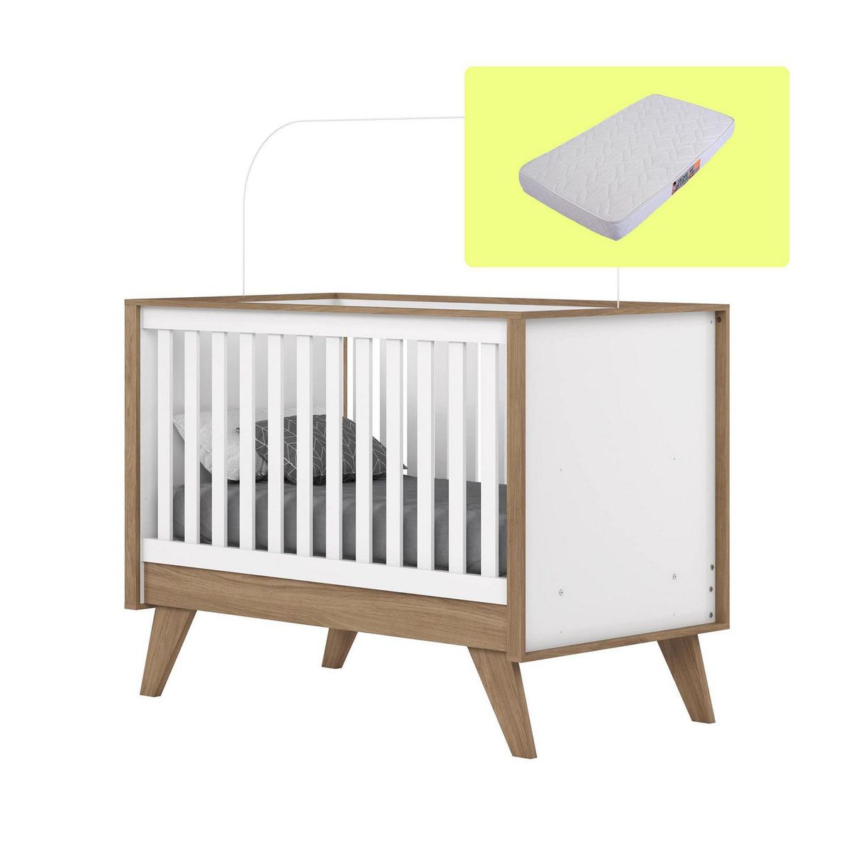 HOME MOBILI - Cuna + Colchón Jupiter Blanco/café 104.5x139x78.5 cm