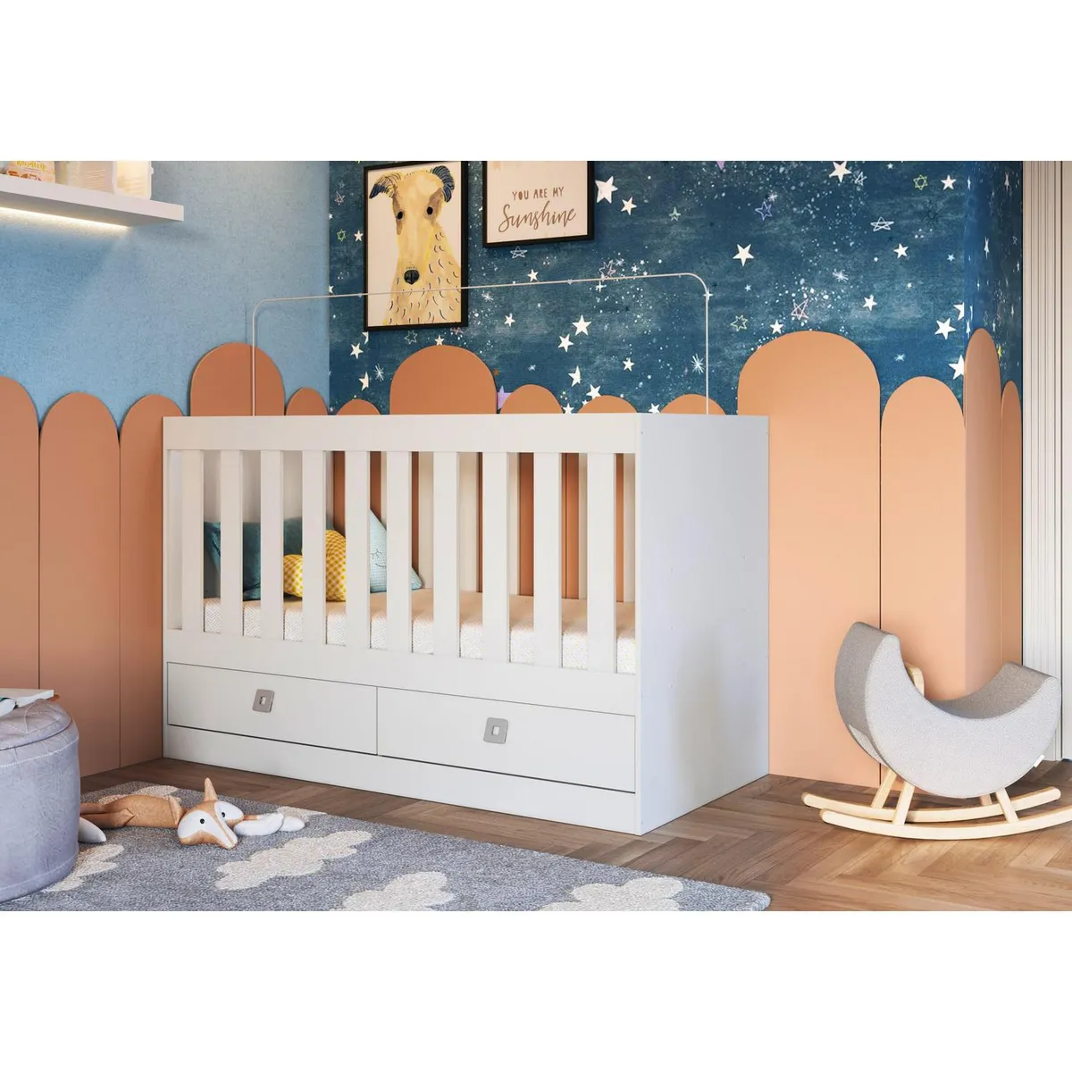 KIDSCOOL - Cuna Multifuncional New Amore Blanco 84x63x132.6 cm