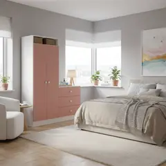 KIDSCOOL - Arnario Cómoda Pimpolo 2 Puerta(s) 3 Cajón(es) 3 Repisa(s) 120x161.5x40 cm Rosado