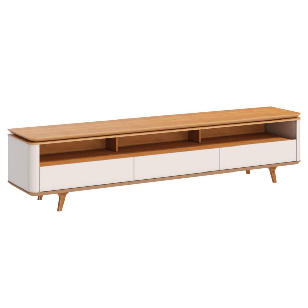 BE DESIGN - Rack TV 70 " Stand Blanco/Caramelo 180x54.8x43 cm