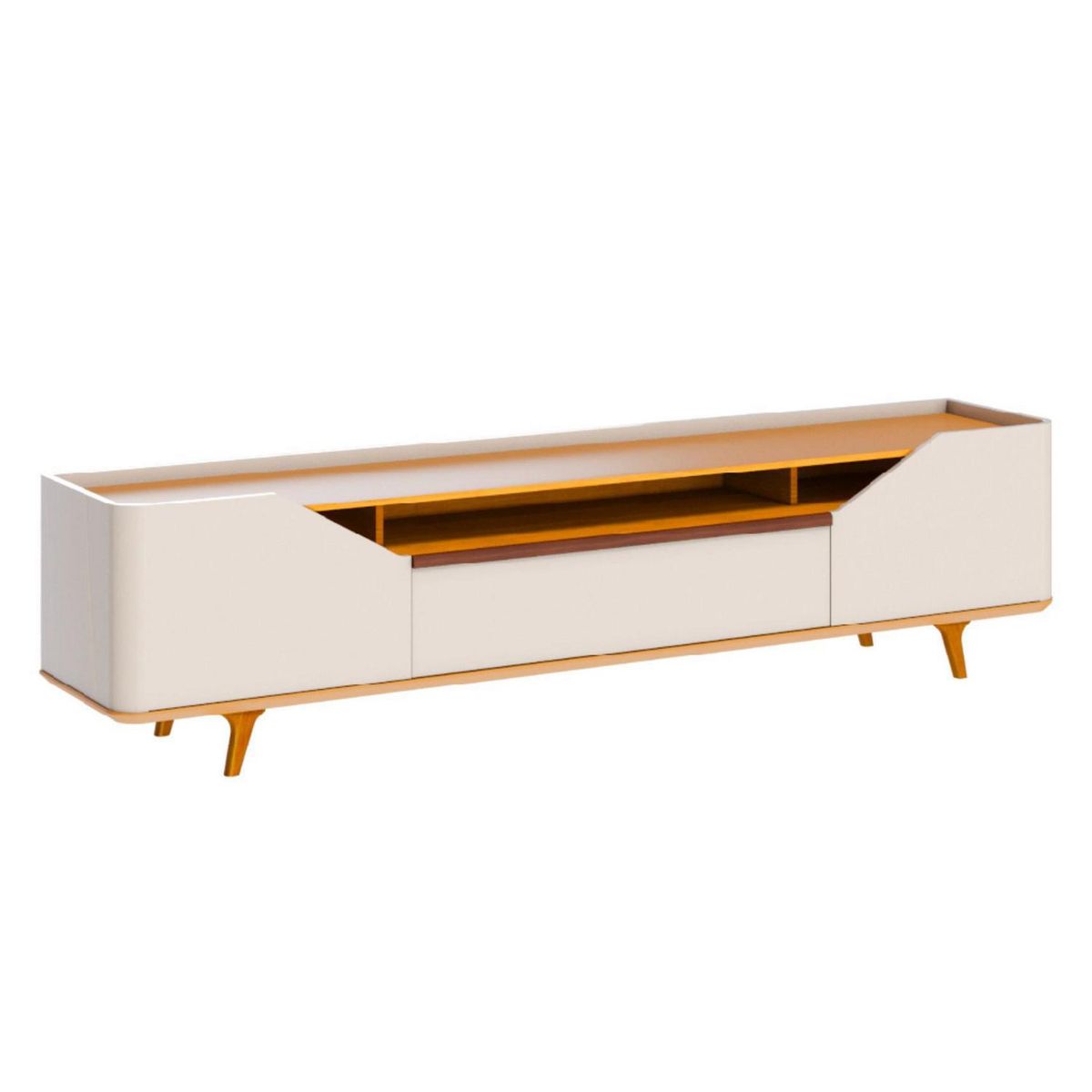 BE DESIGN - Rack TV 70 " Arc Blanco/Caramelo 180x58x43 cm