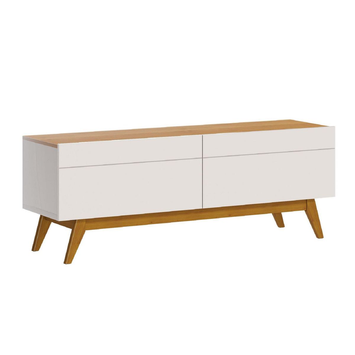 BE DESIGN - Rack TV 55 " Stand Blanco/Caramelo 146x52x40.3 cm