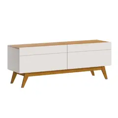 BE DESIGN - Rack TV 55 " Stand Blanco/Caramelo 146x52x40.3 cm