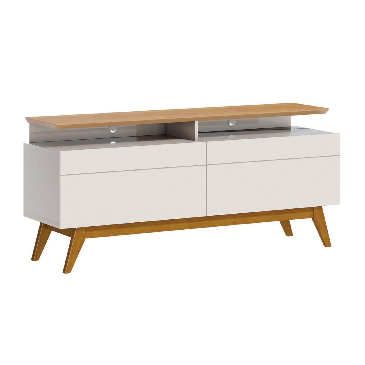 BE DESIGN - Rack TV 55 " Plus Blanco/Caramelo 146x63.5x40.3 cm