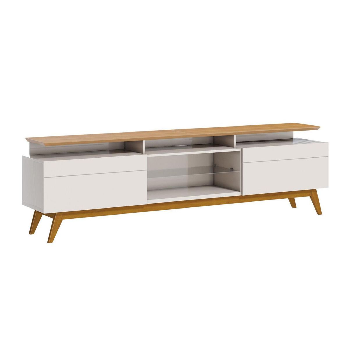 BE DESIGN - Rack TV 70 " Plus Blanco/Caramelo 180.2x63.5x40.3 cm