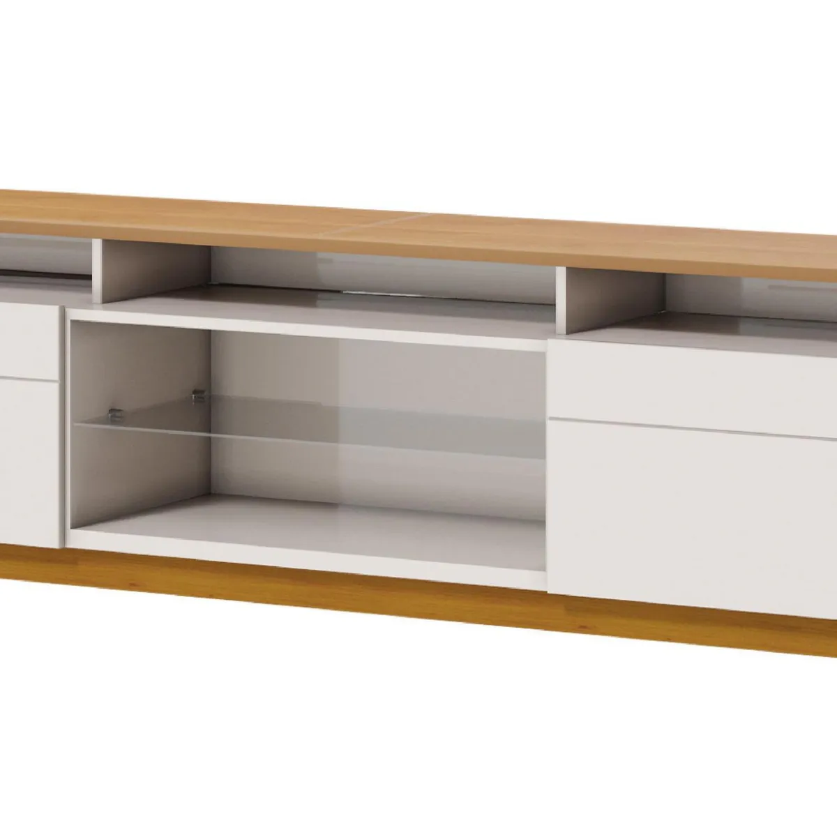 BE DESIGN - Rack TV 70 " Plus Blanco/Caramelo 180.2x63.5x40.3 cm