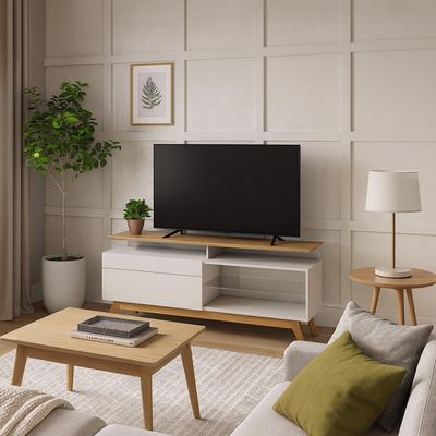 Imagen 2 del producto Rack TV 55 "" Plus Blanco/Caramelo 146x63.5x40.3 cm