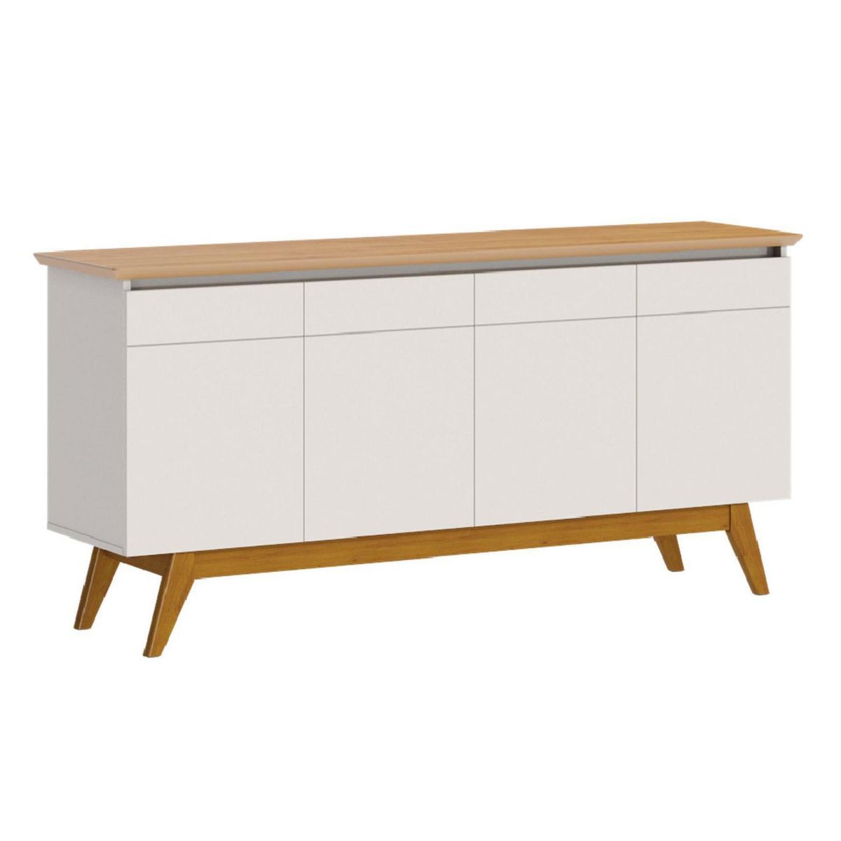 BE DESIGN - Buffet 4 Puertas Classic Blanco/Caramelo 165.2x41.3x79 cm