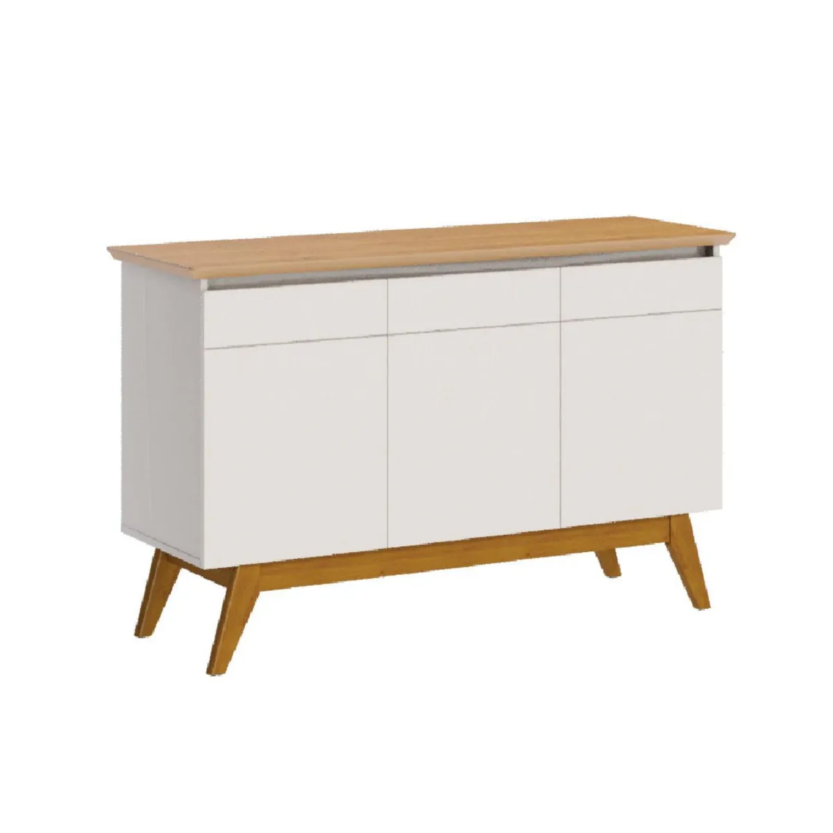 BE DESIGN - Buffet 3 Puertas Classic Blanco/Caramelo 125.2x41.3x70 cm