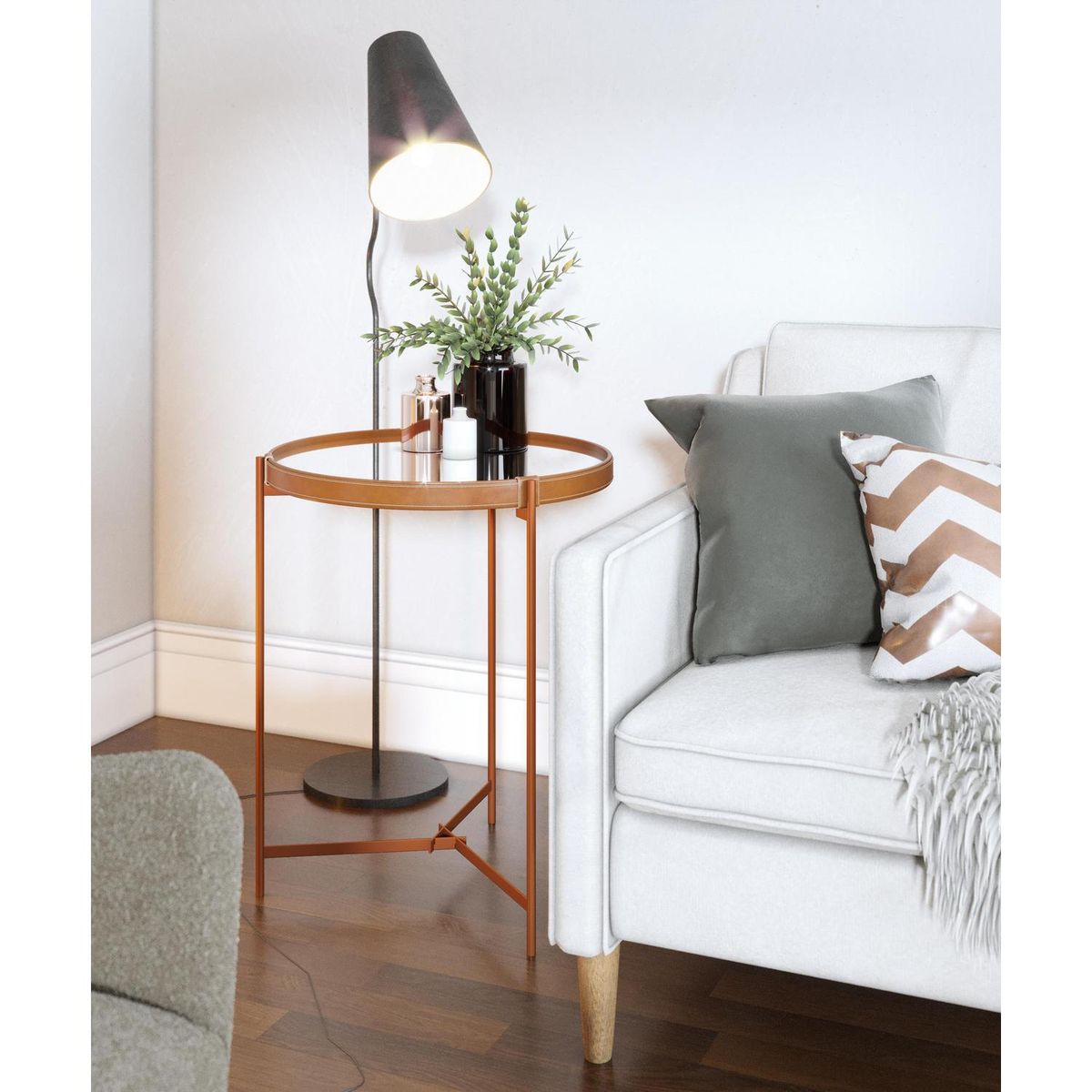 BE DESIGN - Mesa Lateral Aqua Cooper Café Cobrizo 46x46x65.5 cm