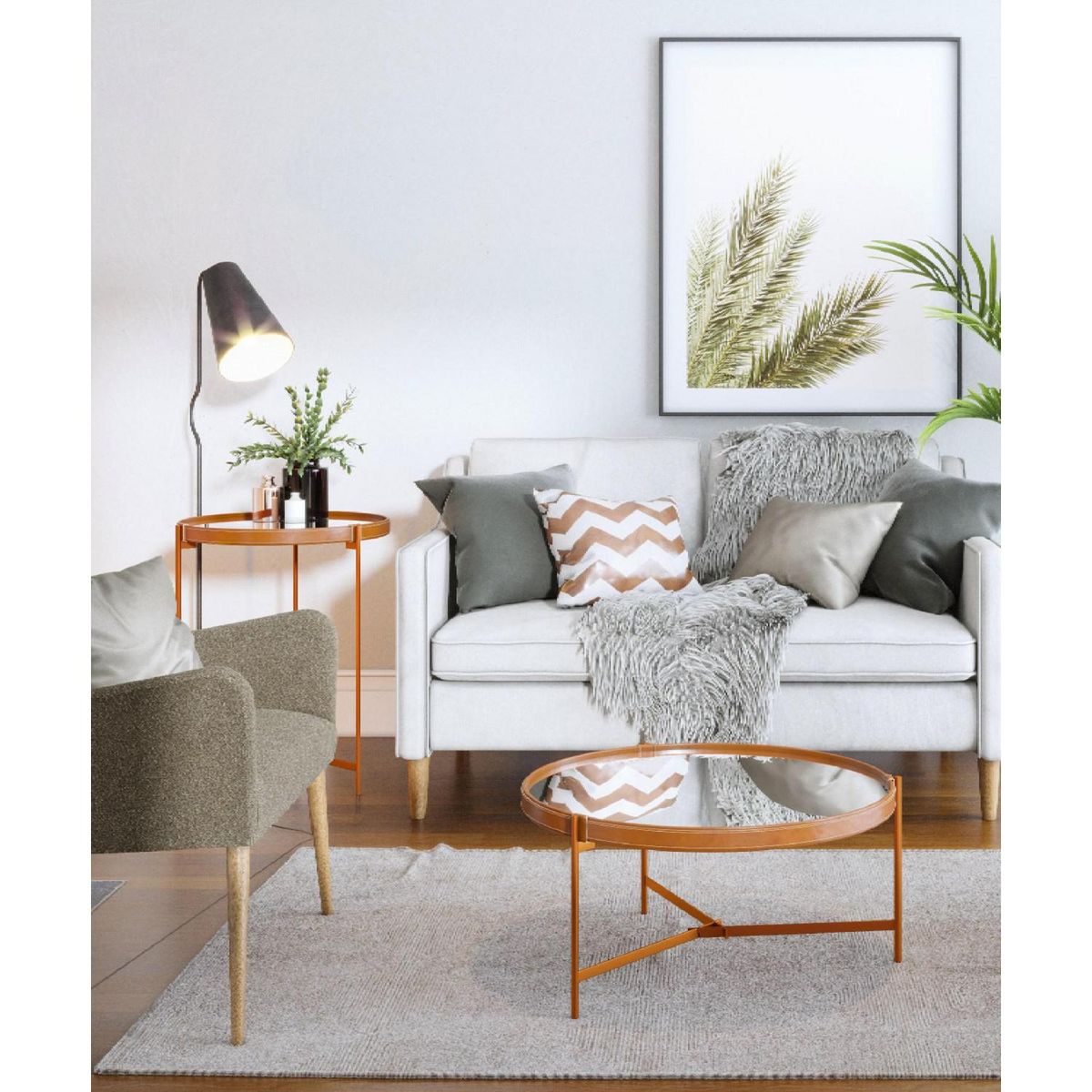 BE DESIGN - Mesa de Centro Aqua Cooper Café Cobrizo 57x57x30.5 cm