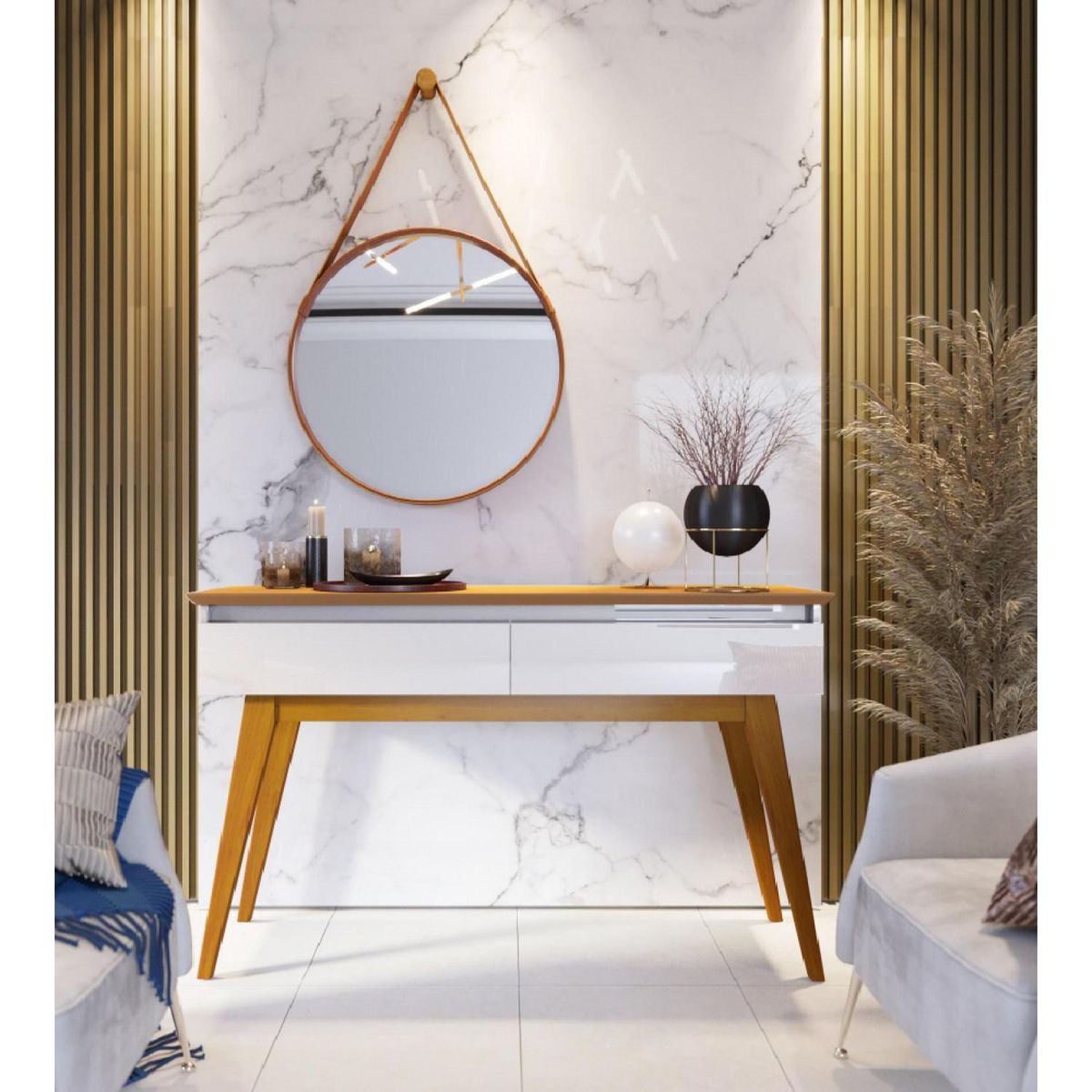 BE DESIGN - Arrimo Classic Blanco Caramelo 136x41x83.5 cm