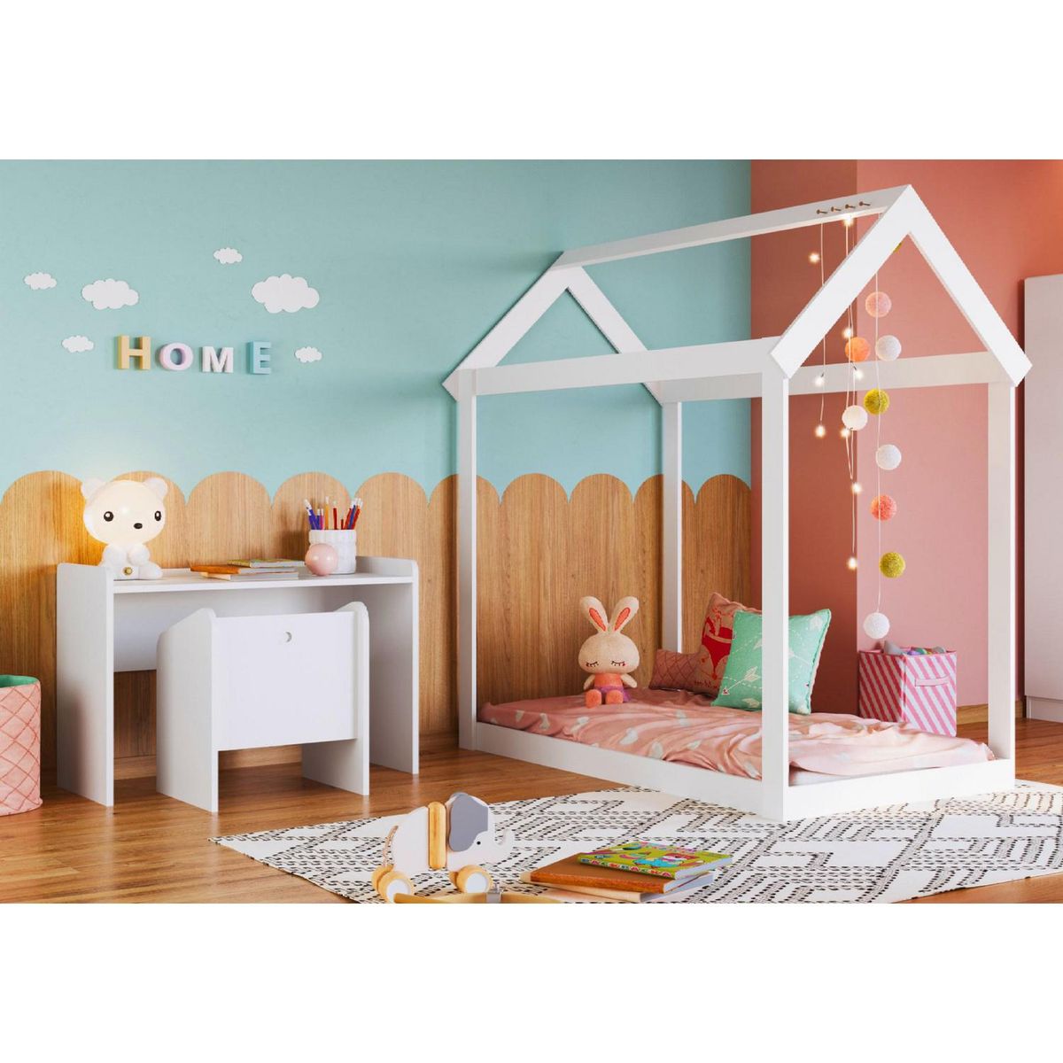 KIDSCOOL - Mesa con silla CJ70001BR Blanco 78x54.5x37.4 cm