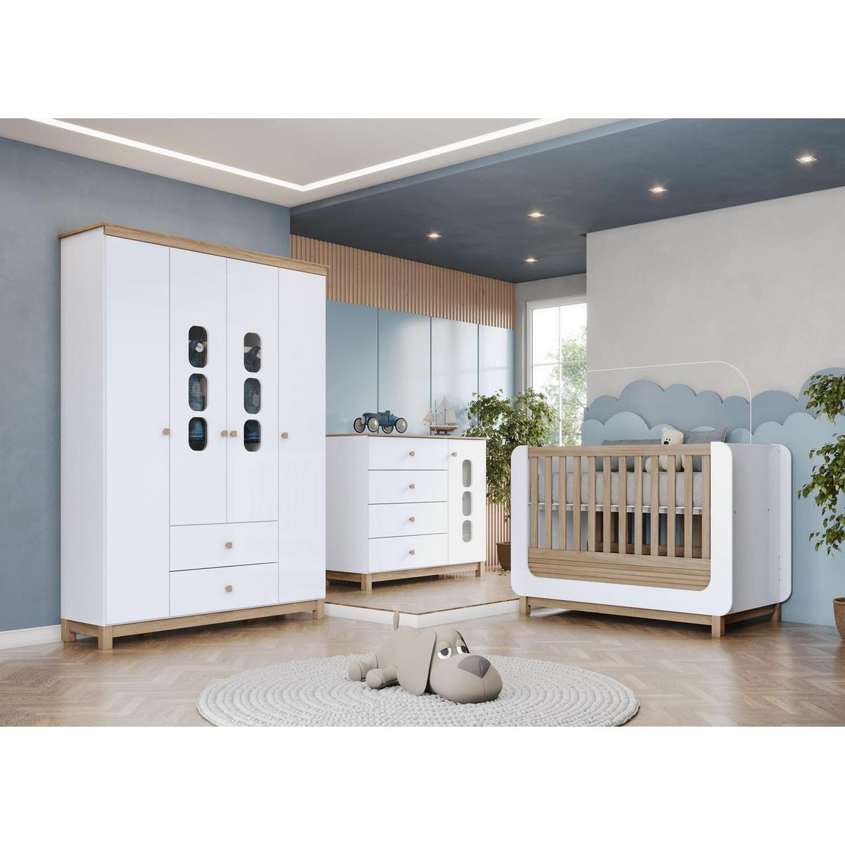 HOME MOBILI - Cómoda 1 Puerta 4 Cajón(es) Alma 126.5x103x51 cm Blanco/cafe