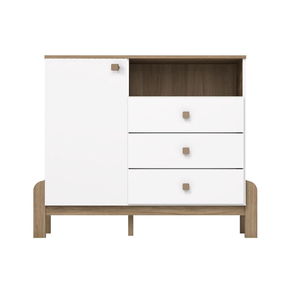 HOME MOBILI - Cómoda 1 Puerta 3 Cajón(es) Ternura 110x89x43 cm Blanco/café
