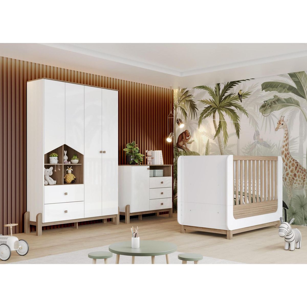HOME MOBILI - Cómoda 1 Puerta 3 Cajón(es) Ternura 110x89x43 cm Blanco/café
