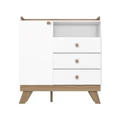HOME MOBILI - Cómoda 1 Puerta 3 Cajón(es) Amberes 98x104x43 cm Blanco/café