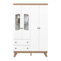 HOME MOBILI - Clóset Amberes 4 Puerta(s) 7 Repisa(s) 131x200x41 cm Blanco/Café