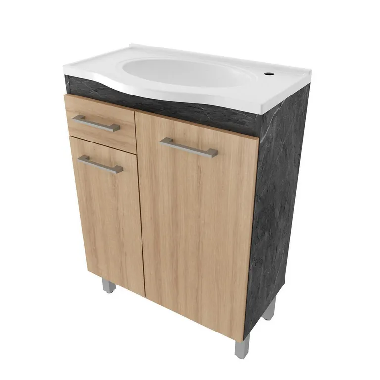 Mueble de Baño 2 Puertas 1 Cajón con Lavamanos BN3649.0002 MARMOL LUNAR-ALMENDRA 60x84.3x35 cm