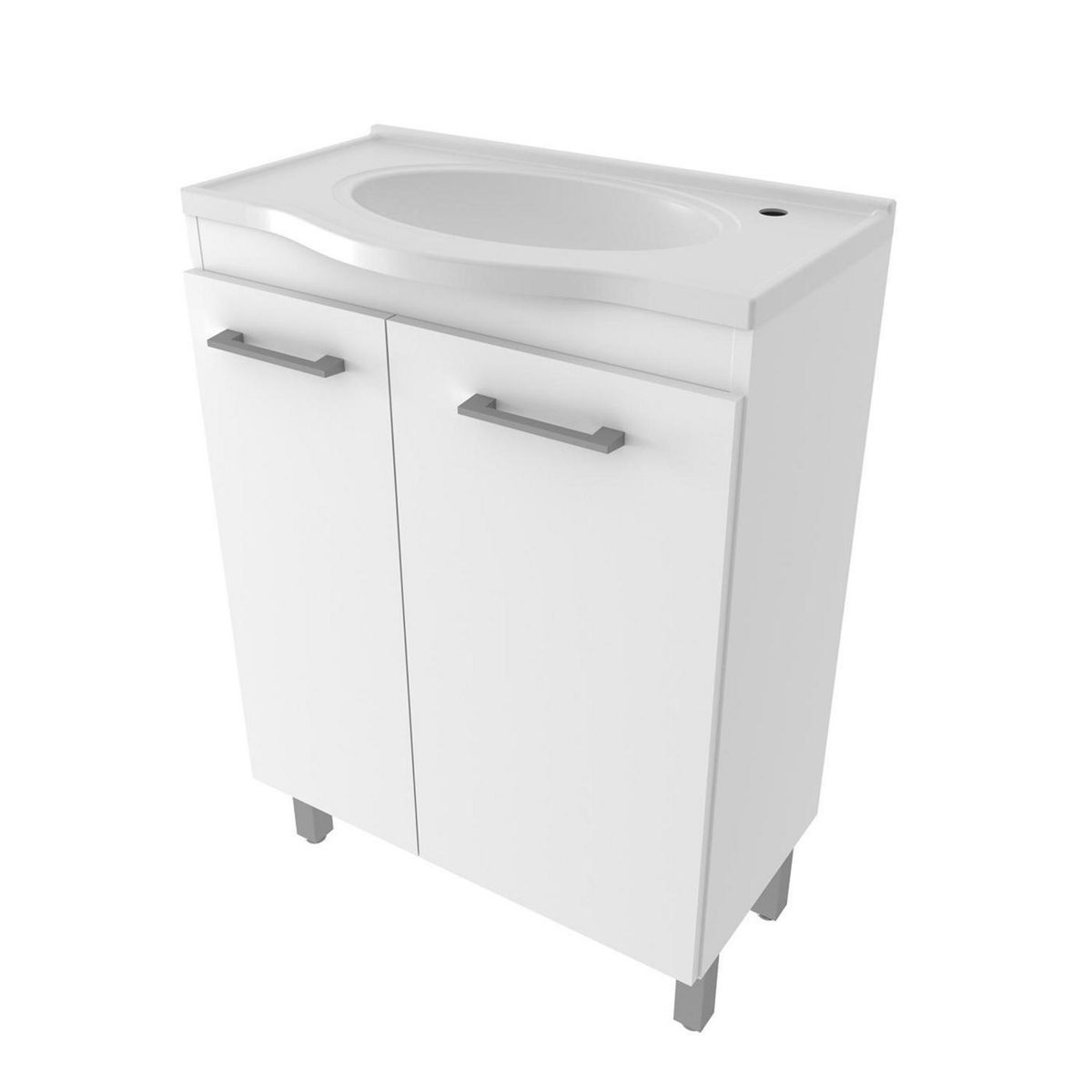 TECNOMOBILI - Mueble de Baño 2 Puertas con Lavamananos BN3650.0001 Blanco 60x84.3x35 cm