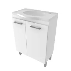 TECNOMOBILI - Mueble de Baño 2 Puertas con Lavamananos BN3650.0001 Blanco 60x84.3x35 cm